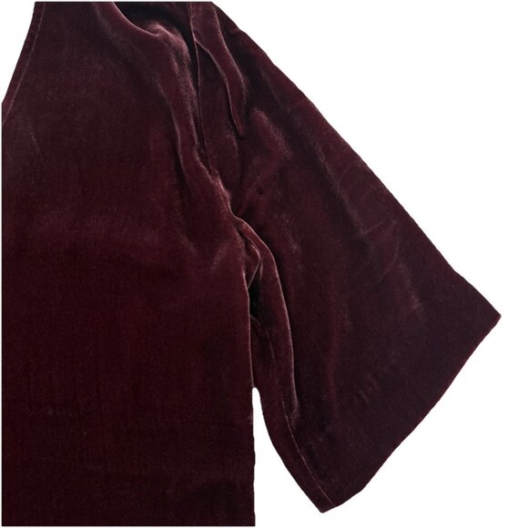 Theory Size S Mock Neck Choker Collar Velvet Top Cutout Blouse Dark Currant Red - Picture 4 of 10